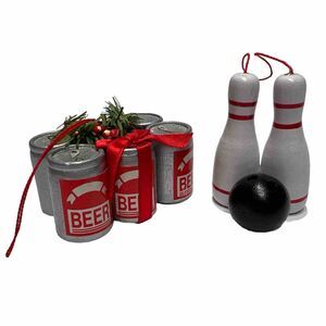 Bowling And Beer Wooden Christmas Ornaments